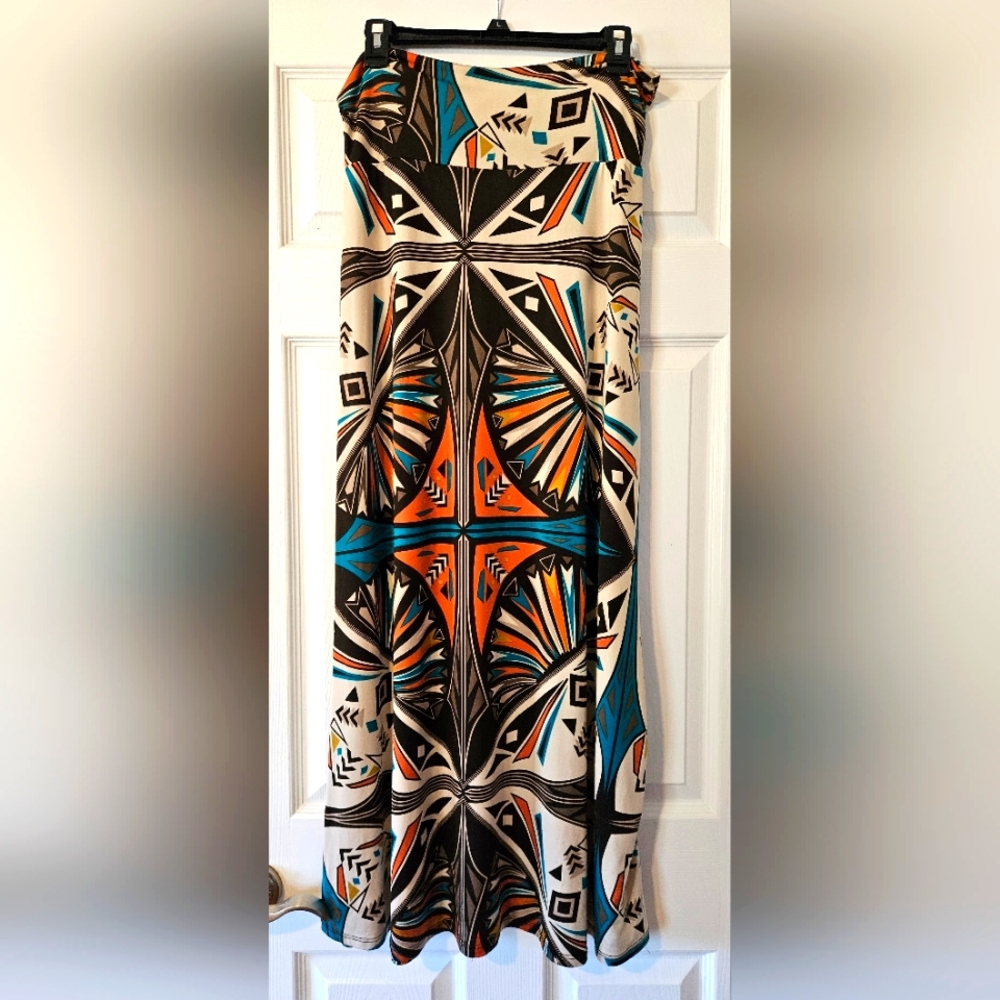 Moa Southwest Pattern Long Skirt, Size m